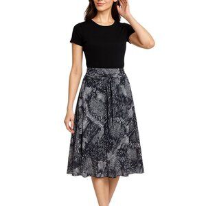 Abstract Pattern A-line Midi Skirt